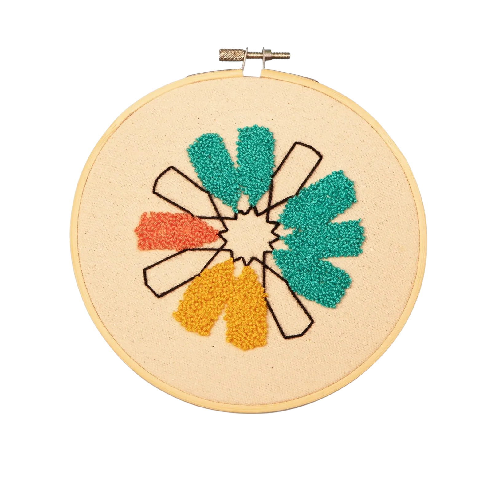 14 cm Embroidered Hoop Zelij Fragments