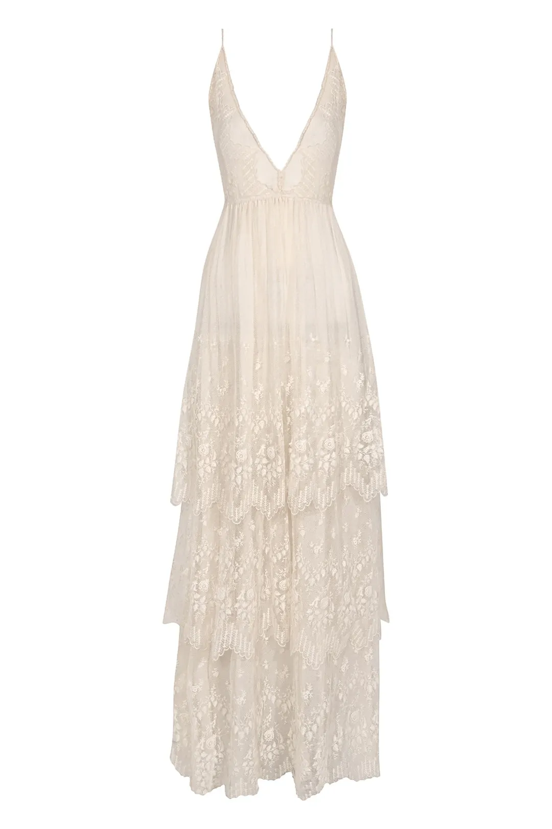 1940s Ivory Tiered Lace Sundress