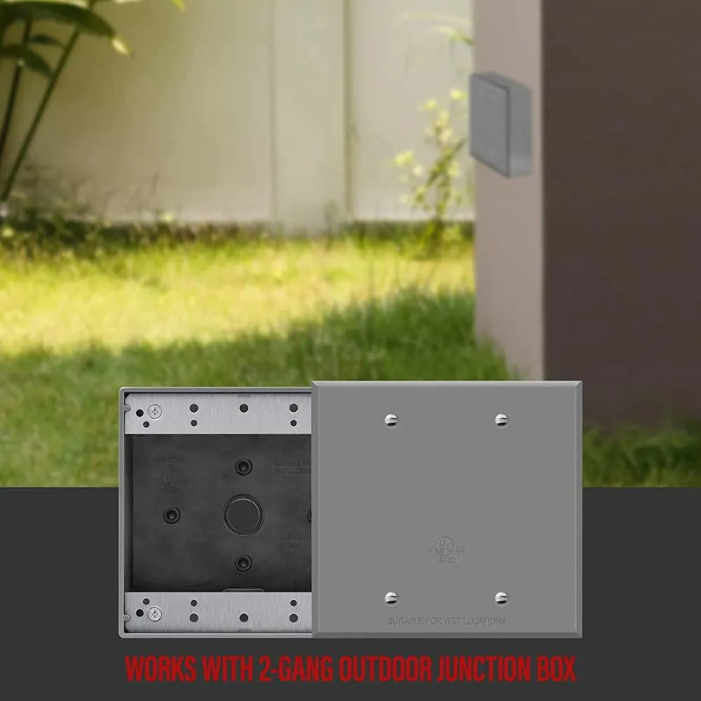 2-Gang Weatherproof Metallic Blank Wall Plate Gray