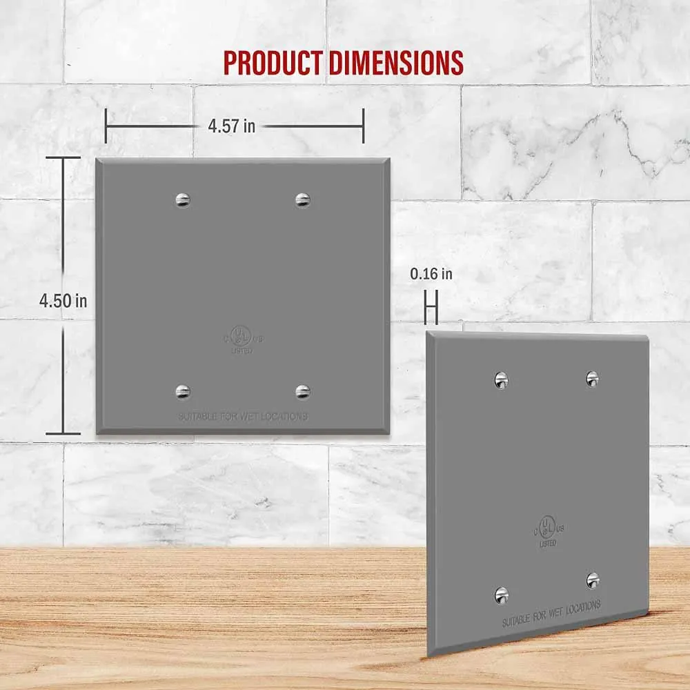 2-Gang Weatherproof Metallic Blank Wall Plate Gray