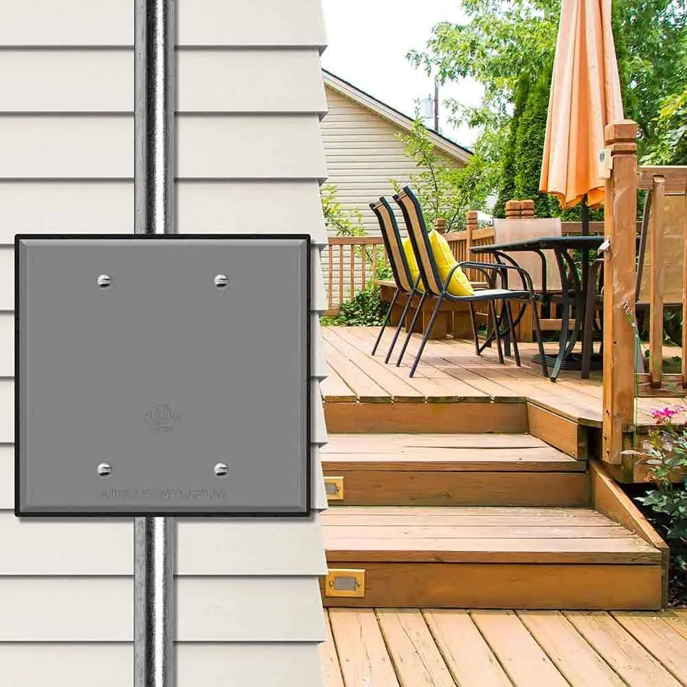 2-Gang Weatherproof Metallic Blank Wall Plate Gray