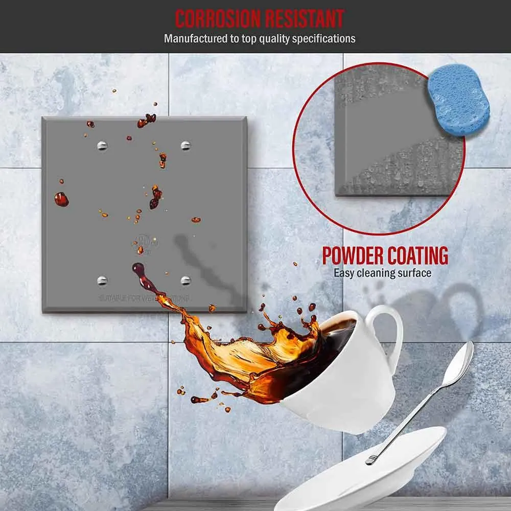 2-Gang Weatherproof Metallic Blank Wall Plate Gray