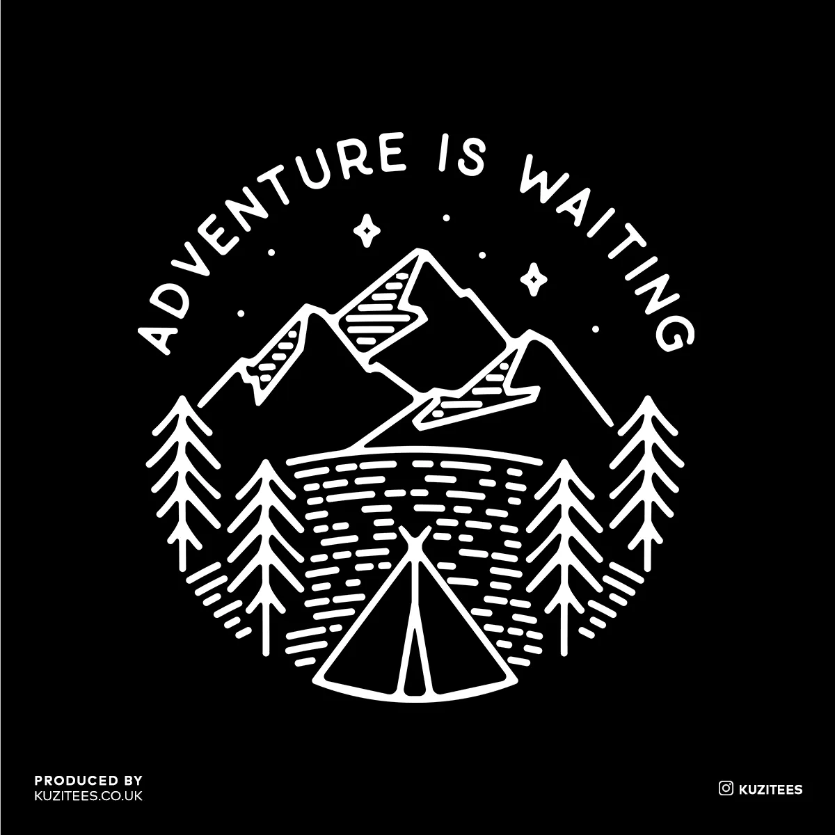 Adventure is Waiting Outdoor Minimal Line Drawing Tee