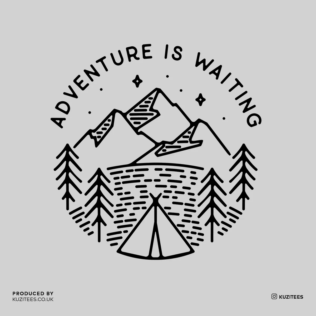 Adventure is Waiting Outdoor Minimal Line Drawing Tee