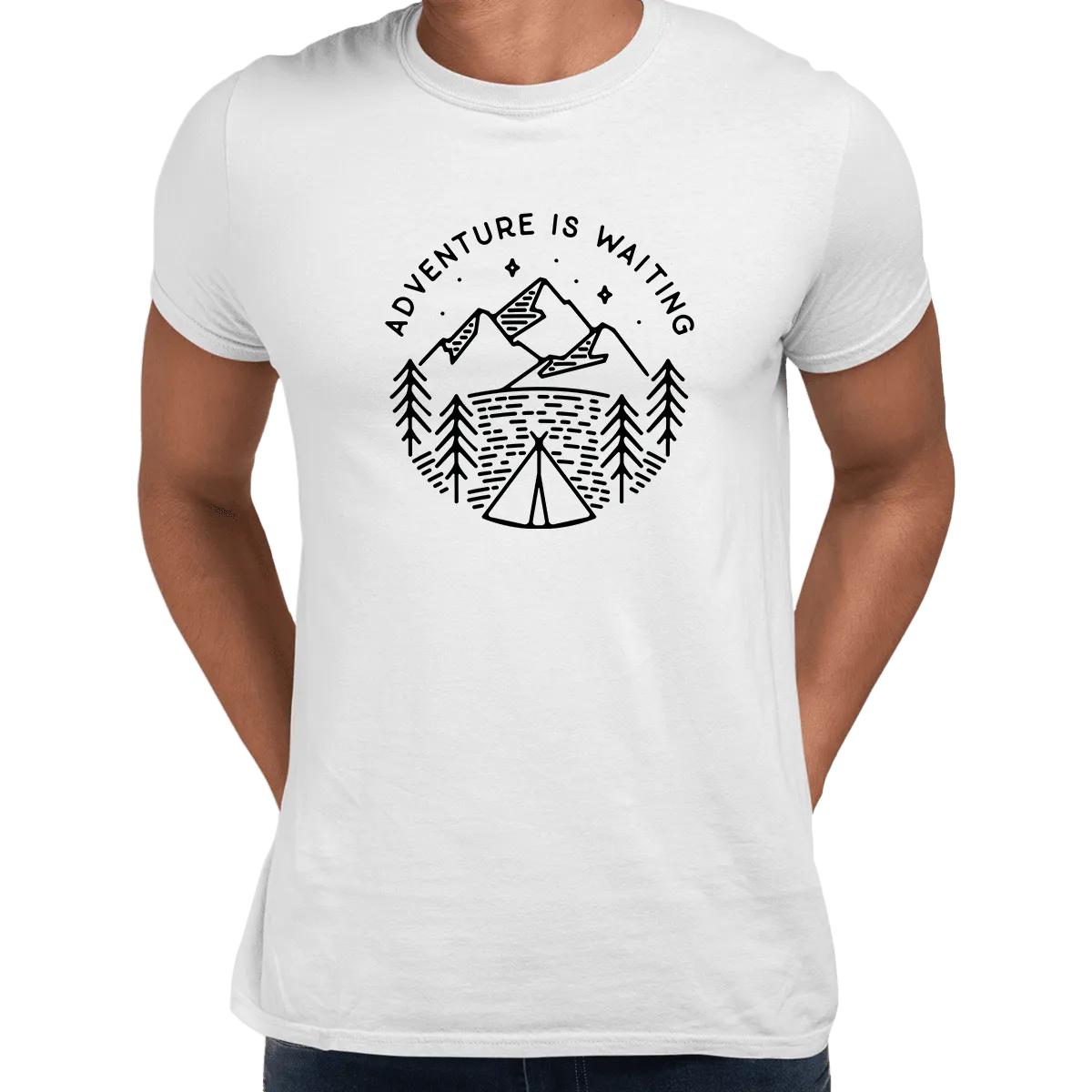 Adventure is Waiting Outdoor Minimal Line Drawing Tee
