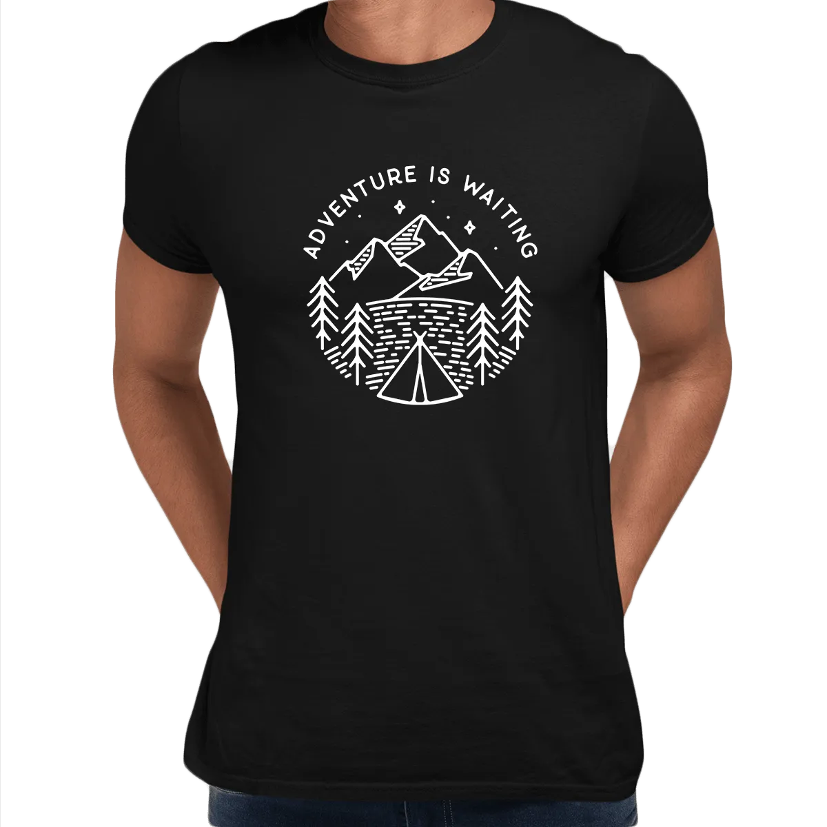 Adventure is Waiting Outdoor Minimal Line Drawing Tee