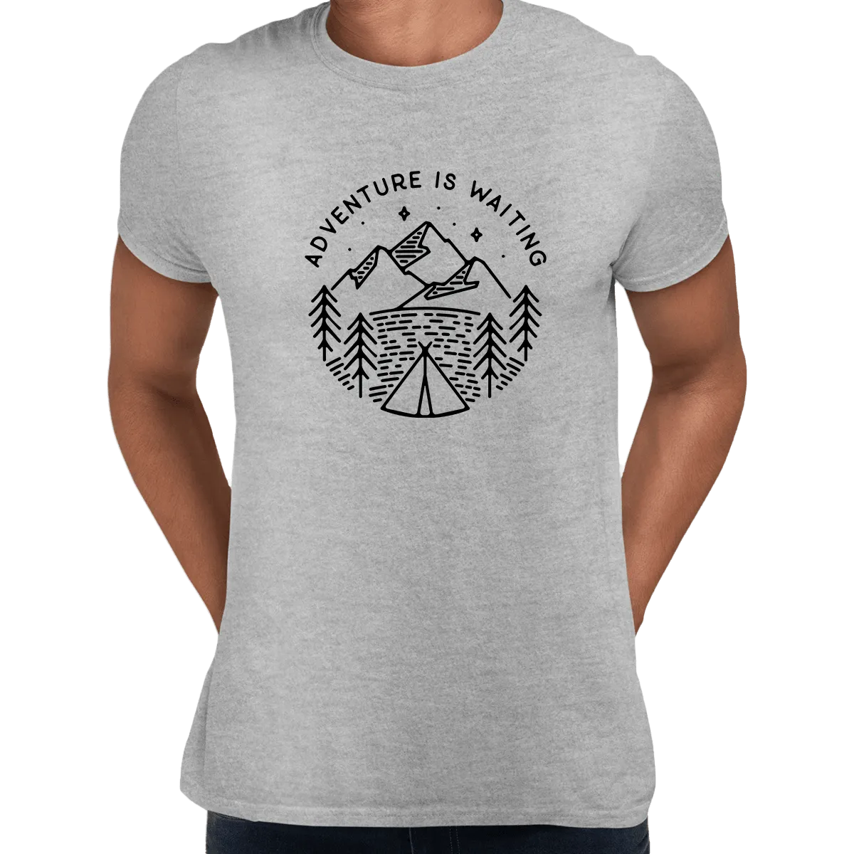 Adventure is Waiting Outdoor Minimal Line Drawing Tee