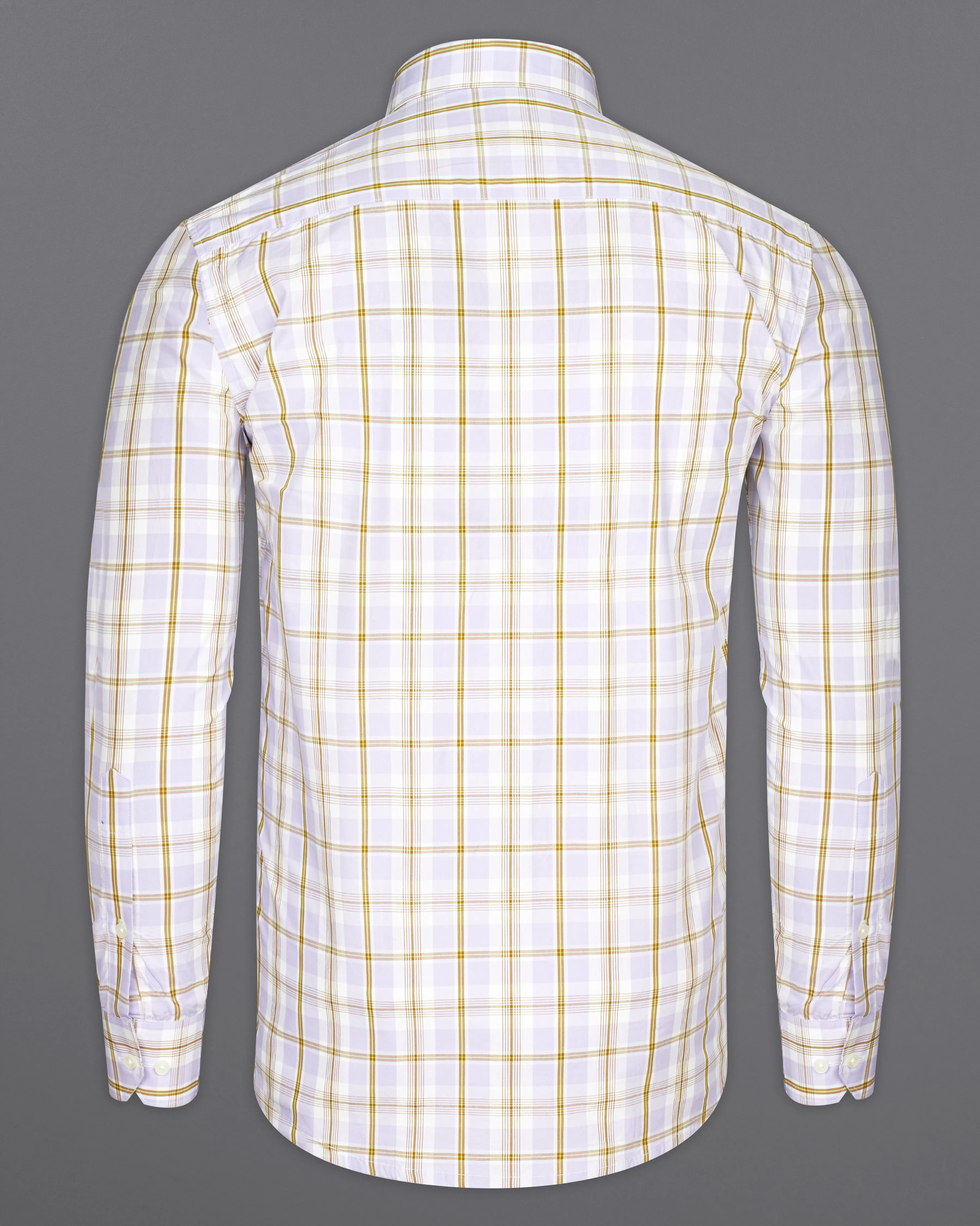 Amour Lavender with Leather Brown Checkered Floral Embroidered Premium Cotton Designer Shirt