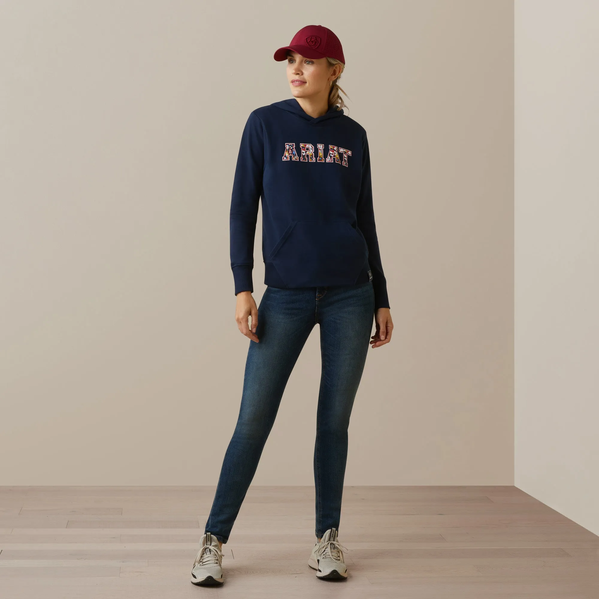 Ariat 10043320 Women's 3D Logo Hoodie - Navy & Red