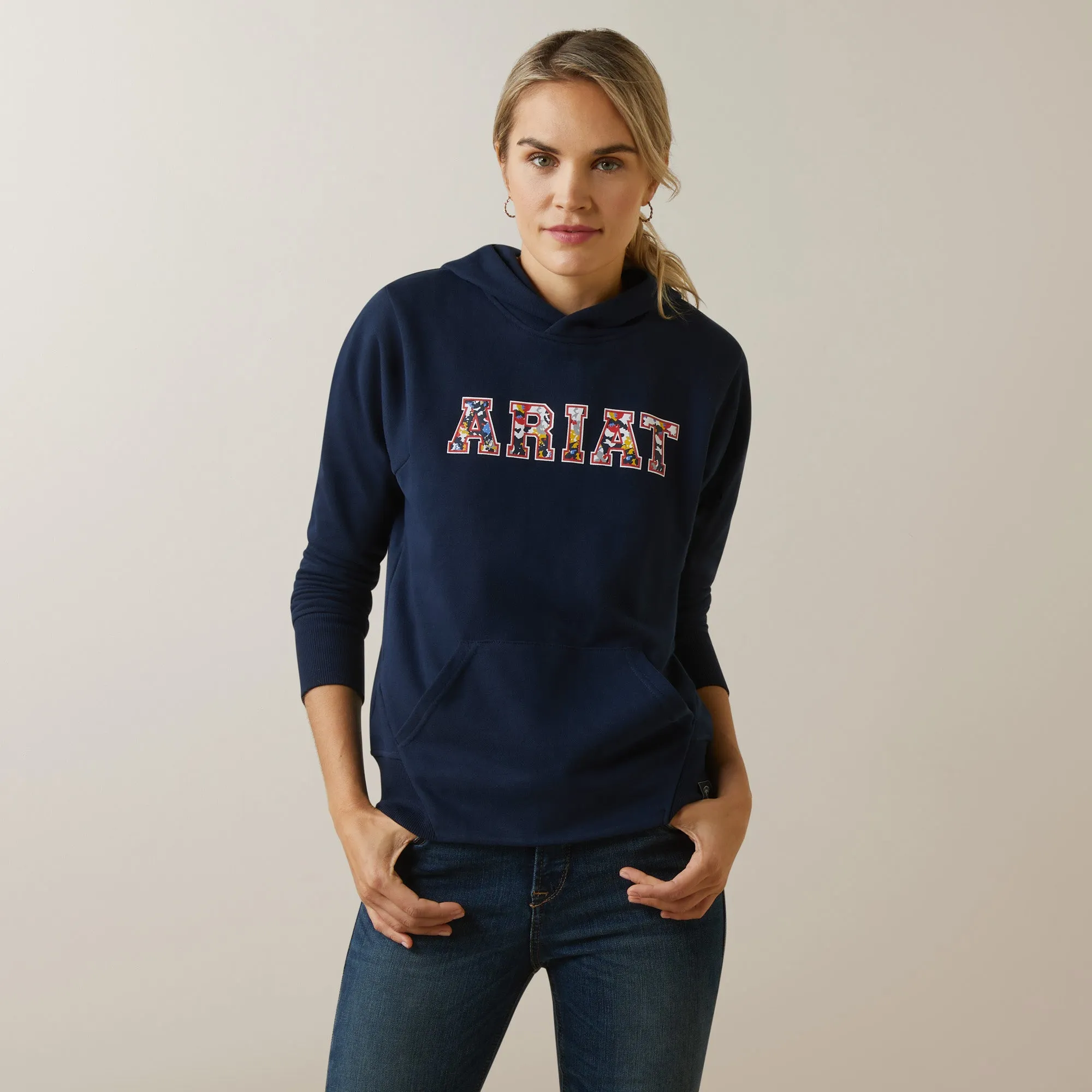 Ariat 10043320 Women's 3D Logo Hoodie - Navy & Red