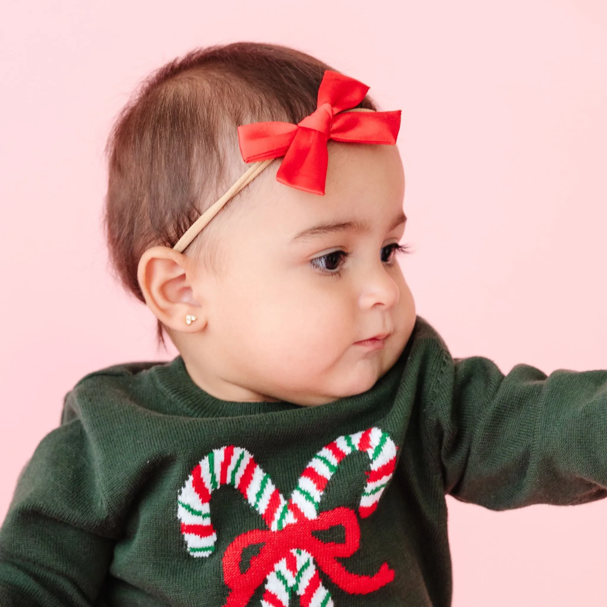 Baby Bow - Bright Red Satin