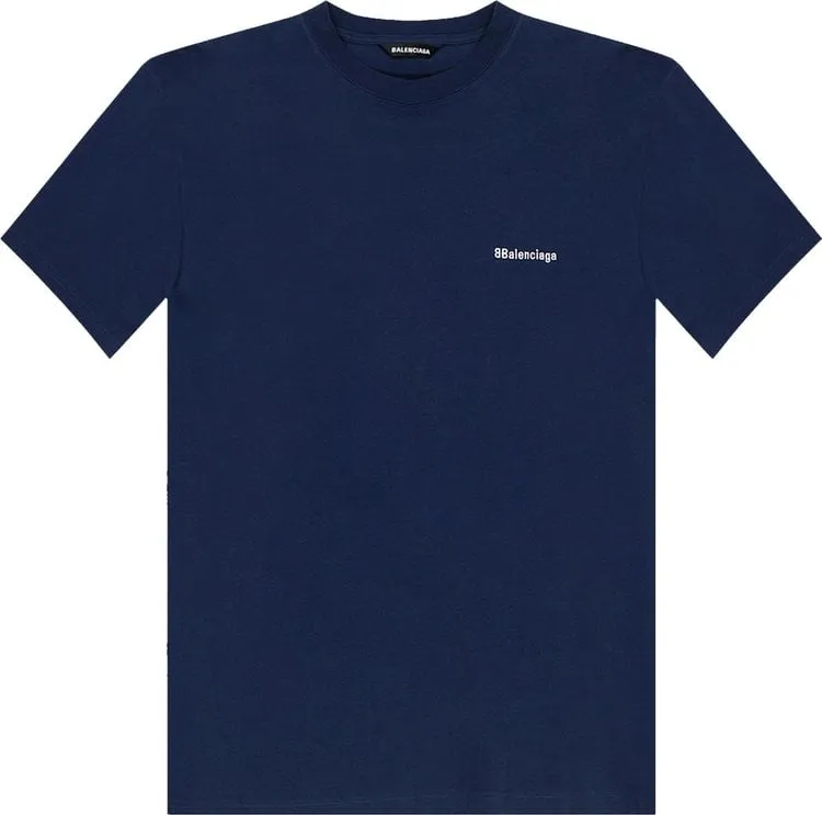 Balenciaga Corporate Logo Tee 'Nautical Blue/White', blue