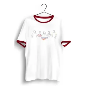 Band Silhouette White and Red Ringer Tee