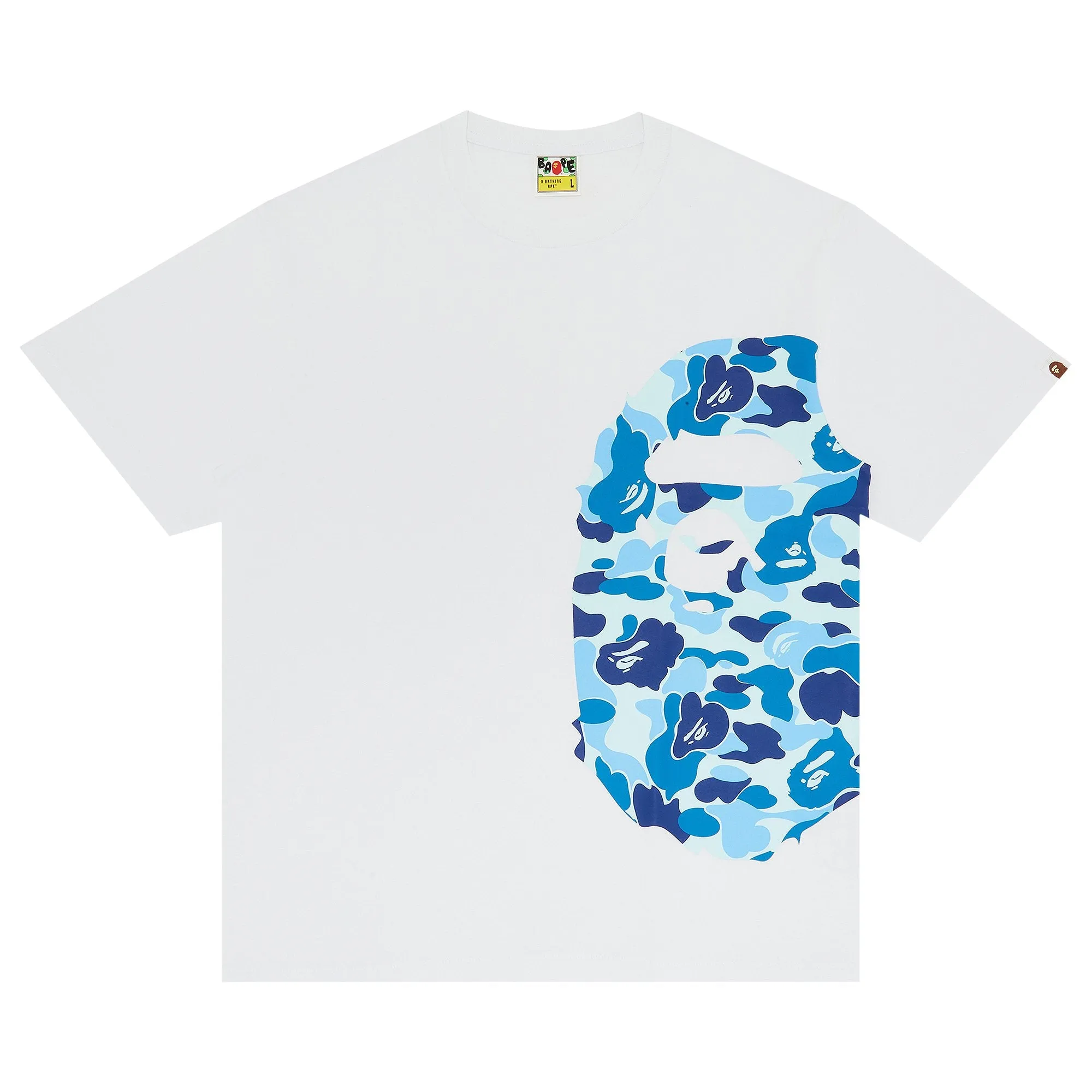 BAPE ABC Side Big Ape Head T-Shirt, White/Blue