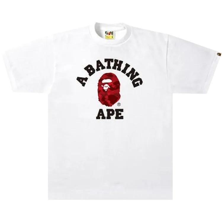 BAPE Color Camo College Tee 'White/Red', White