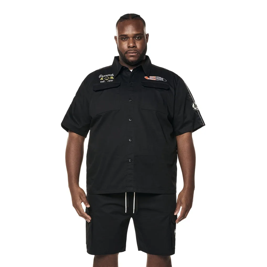Big and Tall - Graphic Twill Shirt - Black