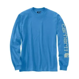 Carhartt Men's Long Sleeve Graphic Logo T-Shirt - Blue Lagoon Heather - ONLINE STORE CREDIT/EXCHANGE ONLY