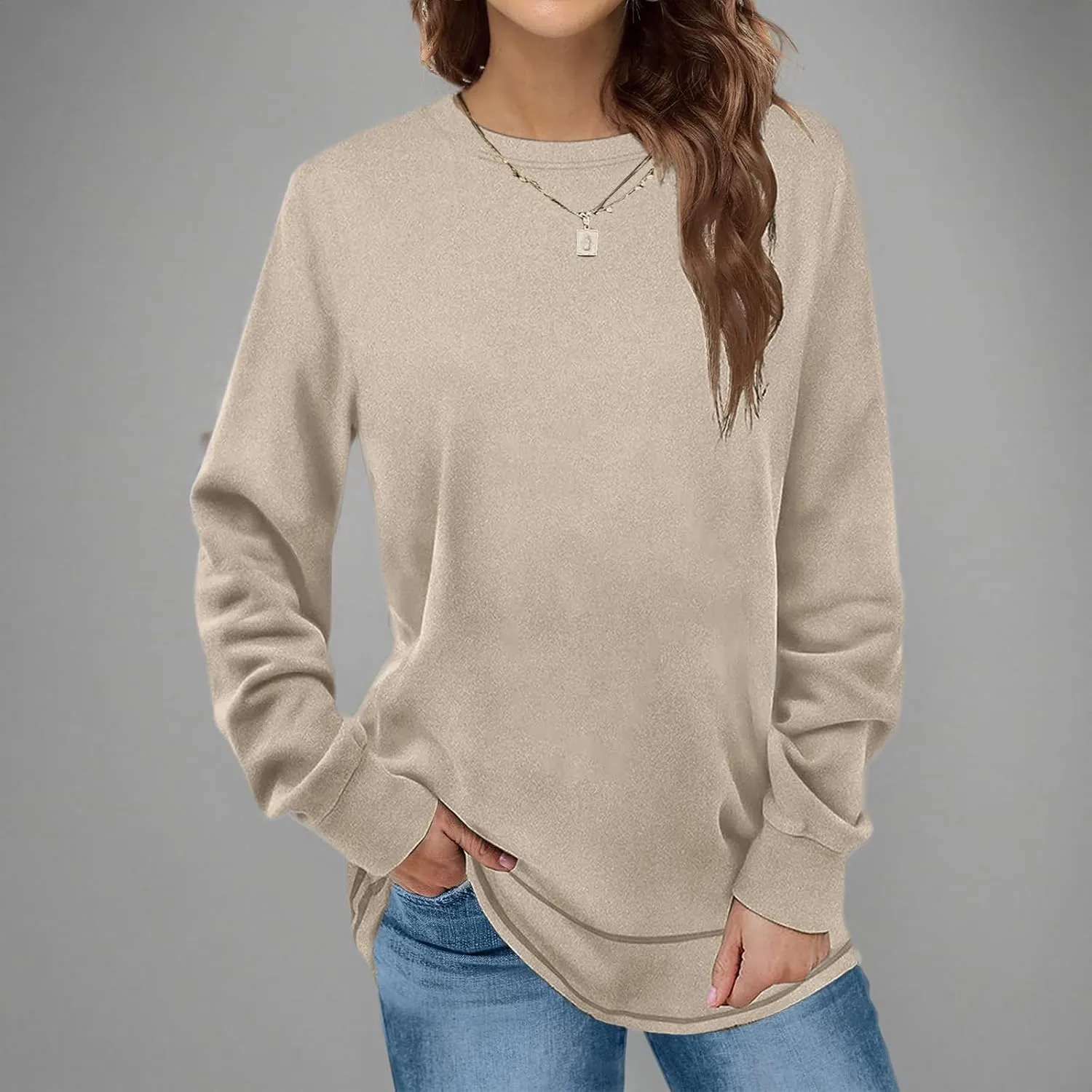Ceboyel Womens Long Sleeve T Shirts 2023 Loose Fit Tops Round Neck Causal Blouses Shirt Trendy Fall Winter Outfits Clothes