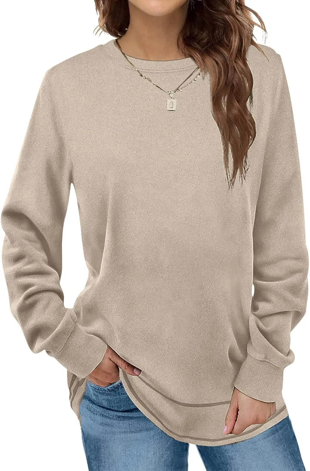 Ceboyel Womens Long Sleeve T Shirts 2023 Loose Fit Tops Round Neck Causal Blouses Shirt Trendy Fall Winter Outfits Clothes