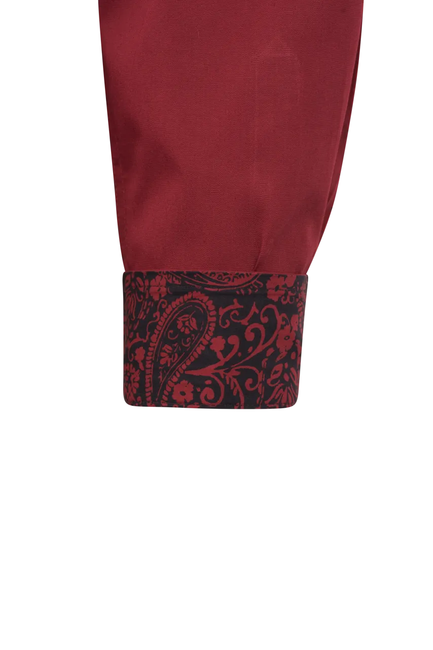 Cinch Button-Front Shirt - Solid Red