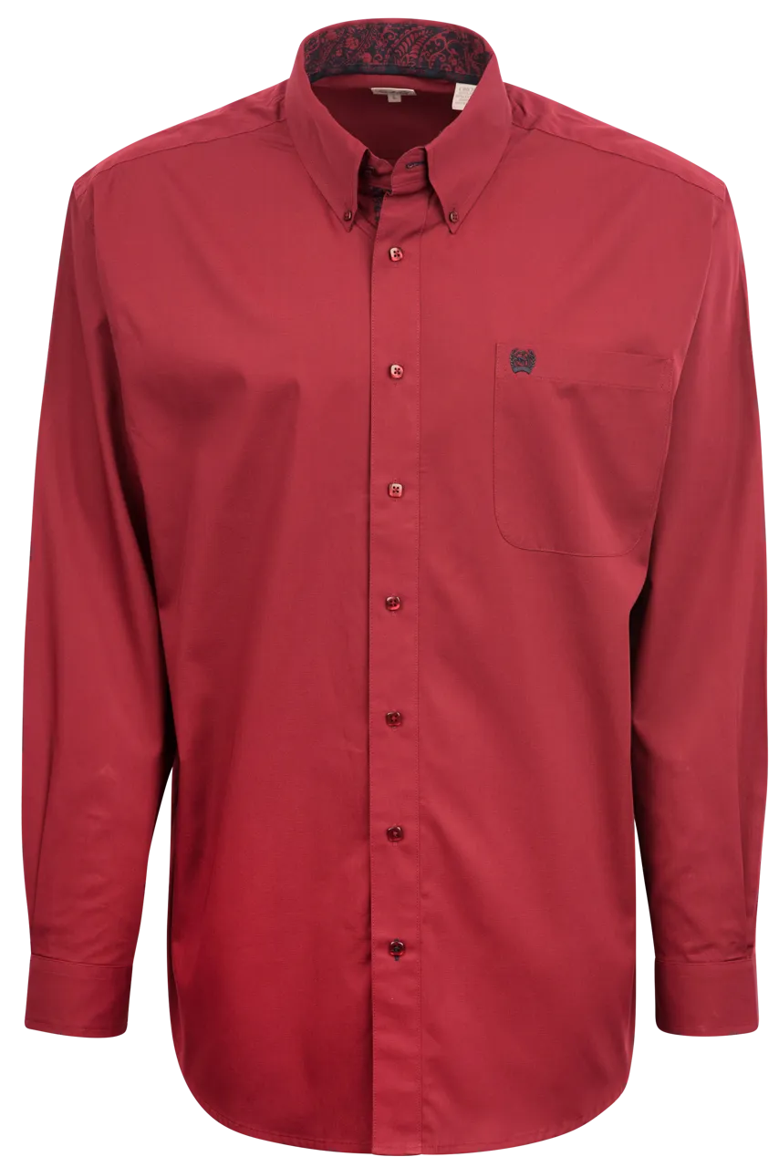 Cinch Button-Front Shirt - Solid Red