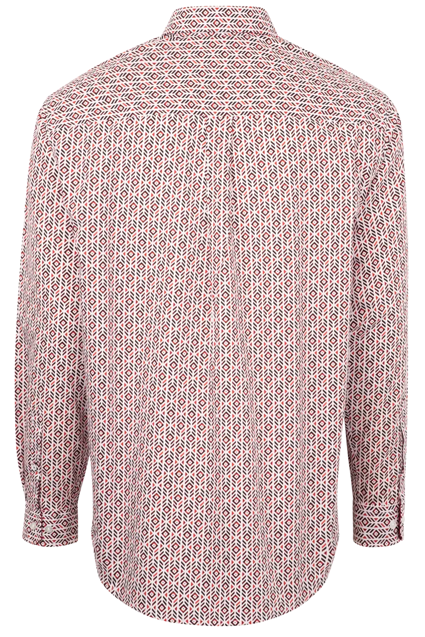 Cinch Ikat Print Button-Front Shirt - Red