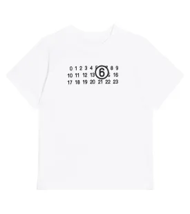 Cotton jersey T-shirt with Mm6 Maison Margiela Kids print, white