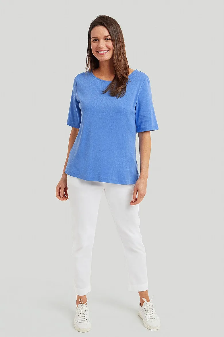 Cotton Rib Bianca Top - Blue