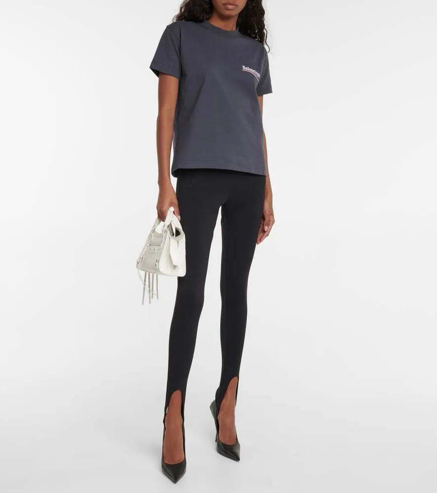 Cotton T-shirt with BALENCIAGA logo, gray