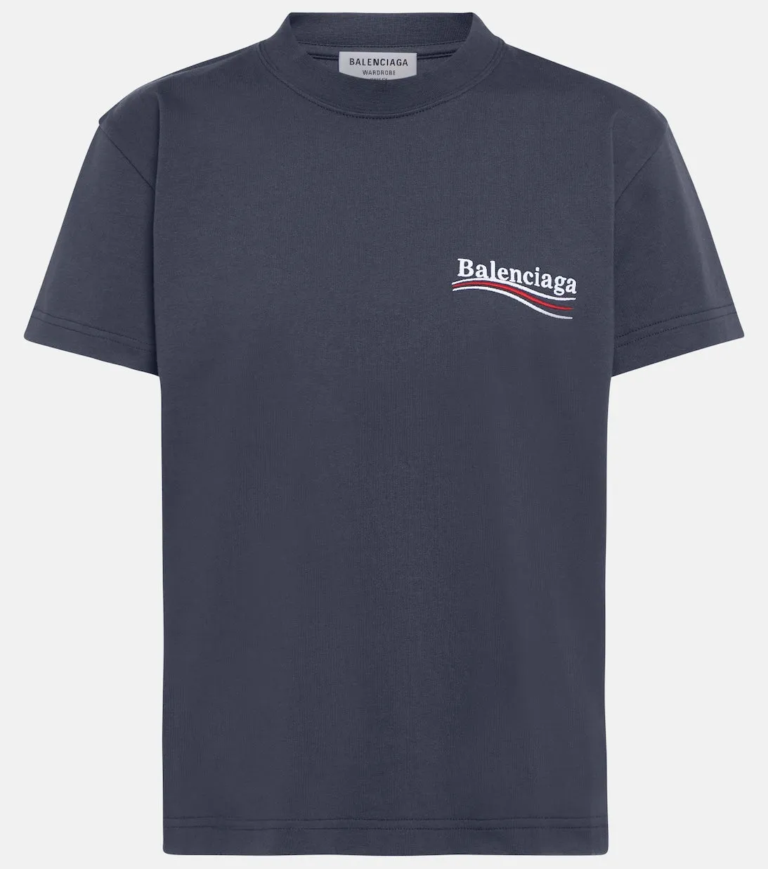 Cotton T-shirt with BALENCIAGA logo, gray
