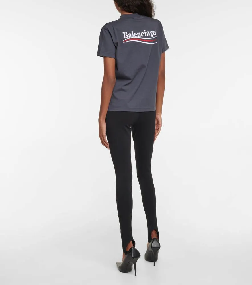 Cotton T-shirt with BALENCIAGA logo, gray