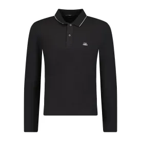 CP COMPANY Long Sleeve Stitch Logo Polo-Shirt Black