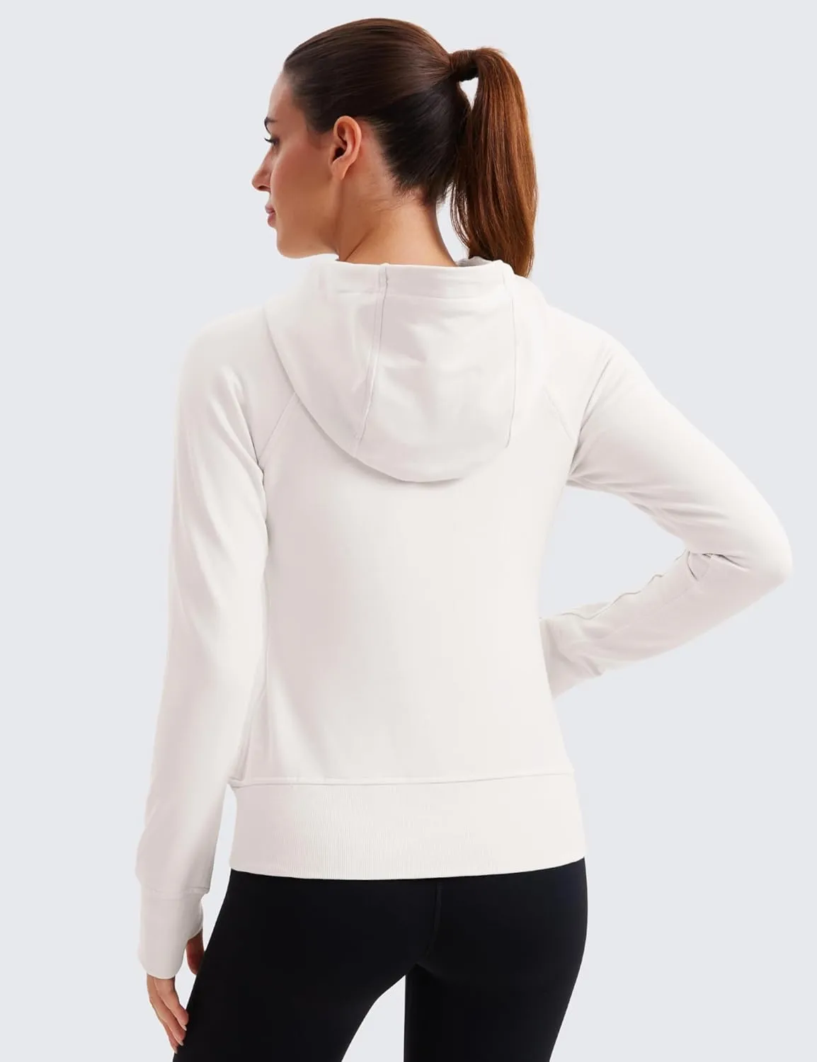 CRZ YOGA Womens Fleece Full Zip Hoodie Jackets Workout Hooded Zipper Basic Casual Sweatshirts with Thumb Holes
