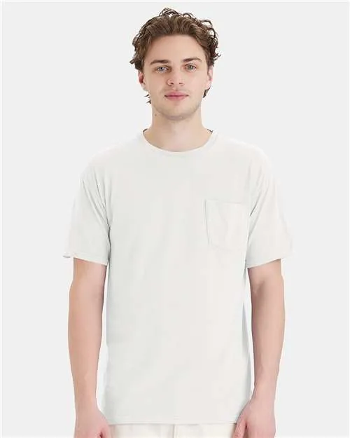 Custom Embroidered - ComfortWash by Hanes - Garment-Dyed Pocket T-Shirt - White - GDH150