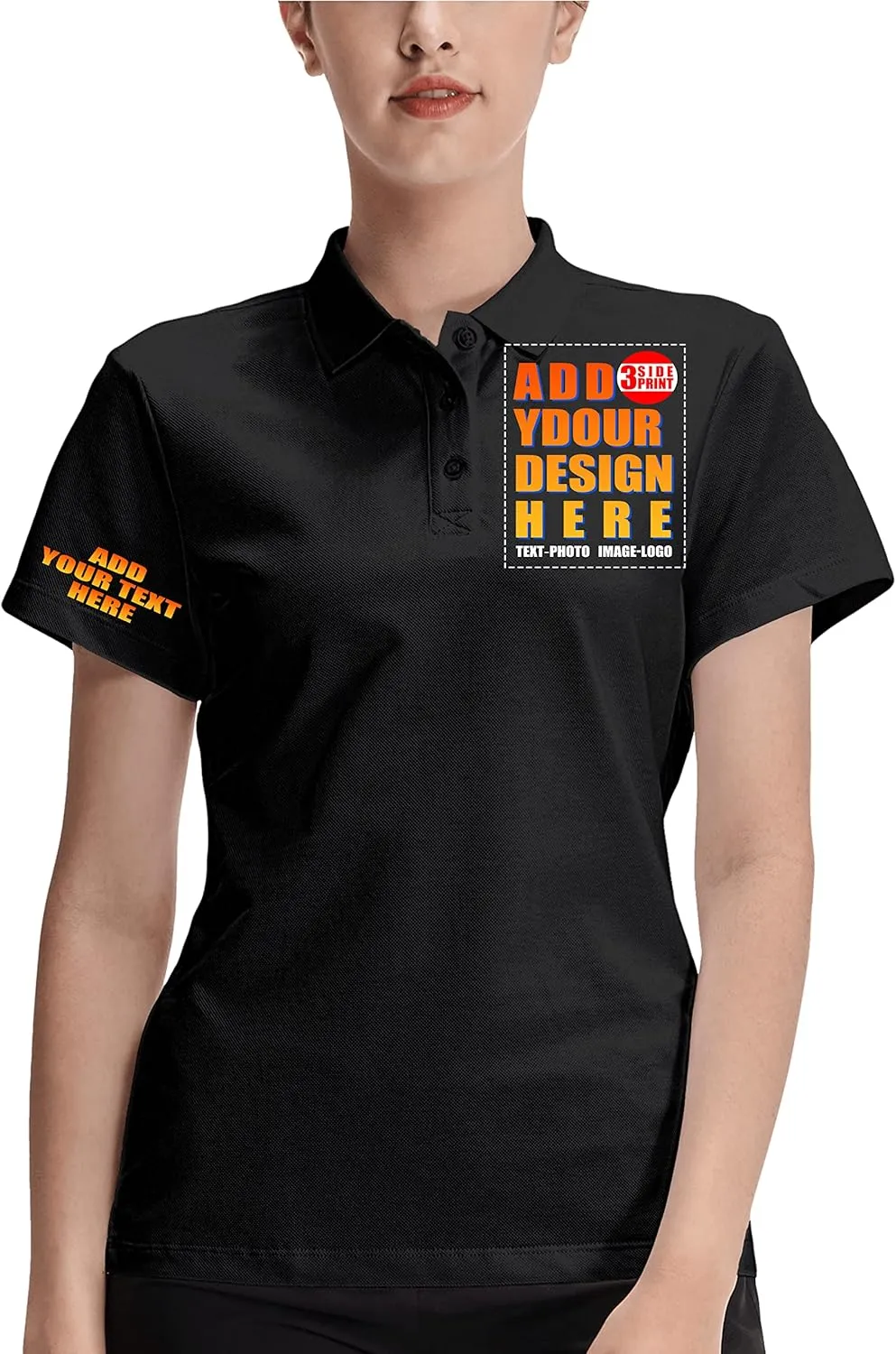 Custom Polo Shirt for Women Customized Golf T Shirts Design Your Own Personalized Tee Embroidered Text Photo Logo