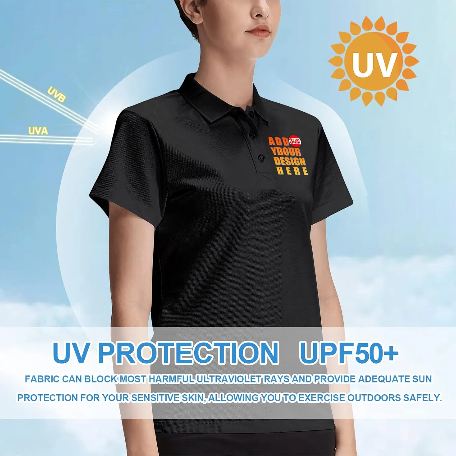 Custom Polo Shirt for Women Customized Golf T Shirts Design Your Own Personalized Tee Embroidered Text Photo Logo