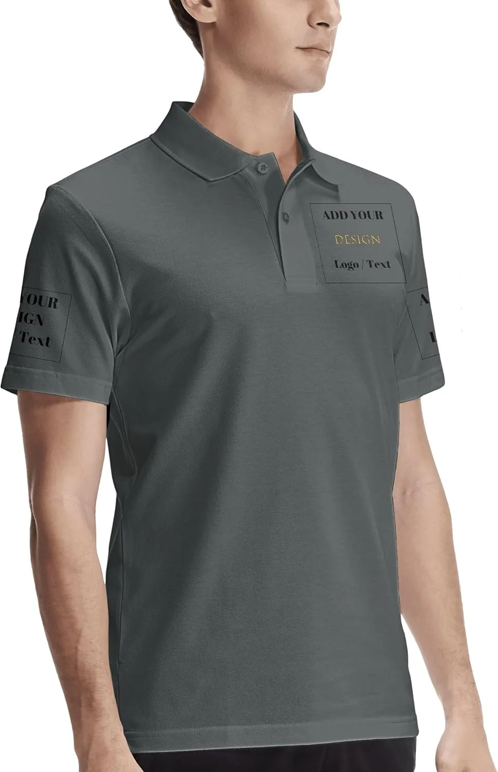 Custom Polo Shirts for Men Personalized Polo Shirt Slim Fit Design Your Own Logo & Text T-Shirts Print Golf Shirt