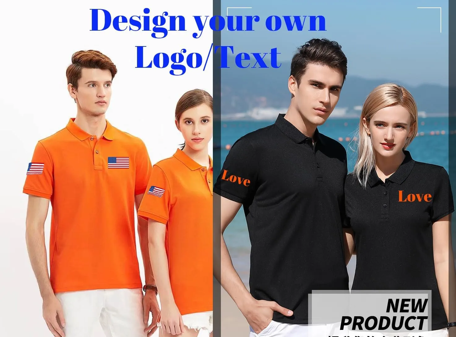 Custom Polo Shirts for Men Personalized Polo Shirt Slim Fit Design Your Own Logo & Text T-Shirts Print Golf Shirt
