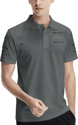 Custom Polo Shirts for Men Personalized Polo Shirt Slim Fit Design Your Own Logo & Text T-Shirts Print Golf Shirt