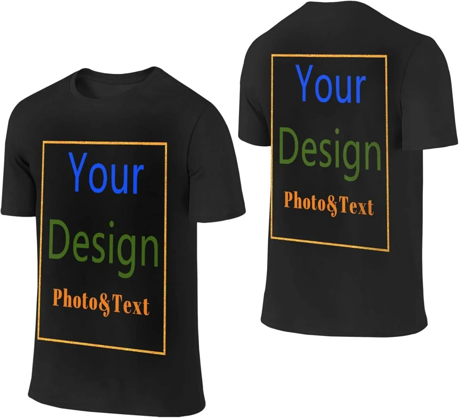 Custom Shirts-Personalized Shirts,Printed Shirt for Back&Front,Add Your Design/Image/Photo/Text for Men & Women,Kid