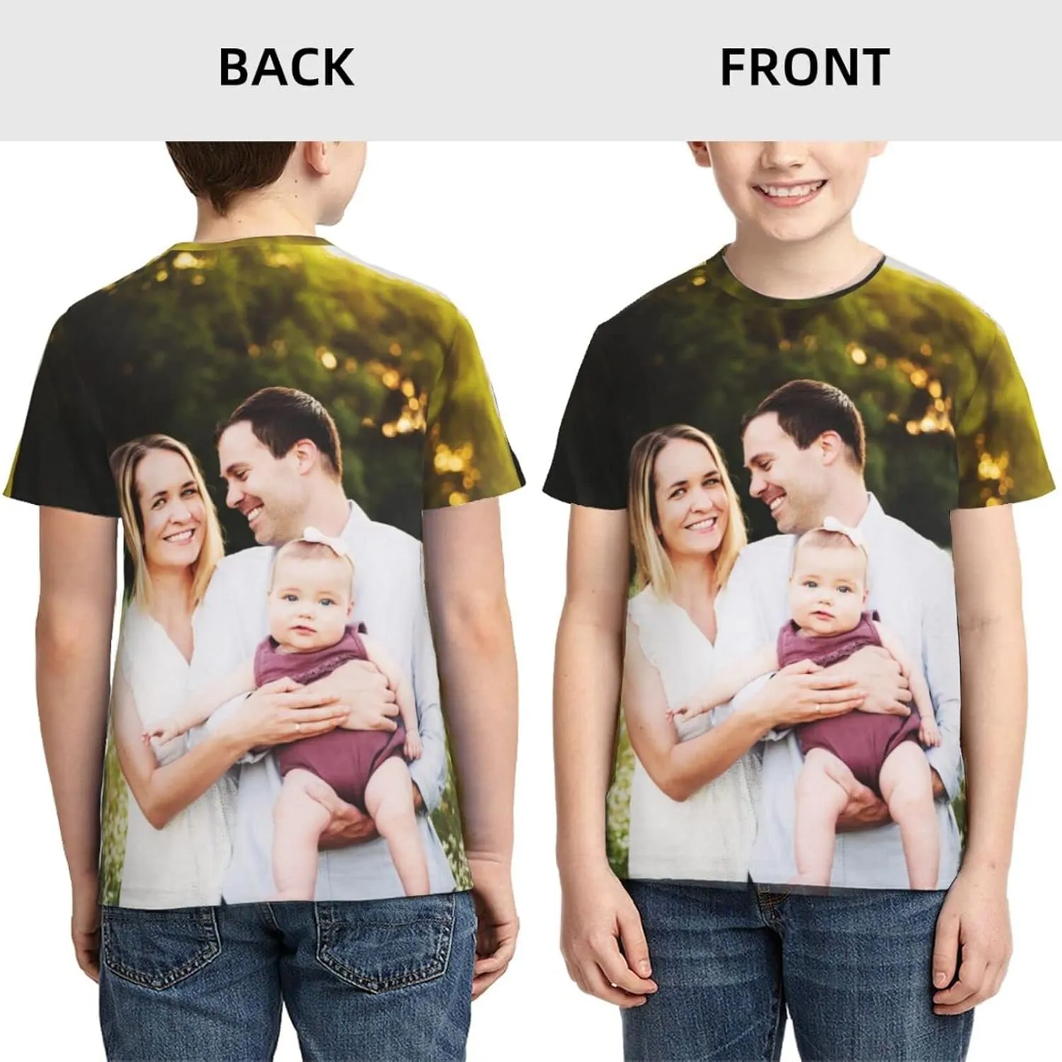 Custom Shirts-Personalized Shirts,Printed Shirt for Back&Front,Add Your Design/Image/Photo/Text for Men & Women,Kid