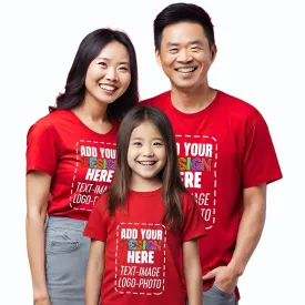 Custom T-Shirts for Unisex Youth & Toddler Kids, Custom Photo Text Image Tshirt, Create Your Own Family Matching Shirt Red