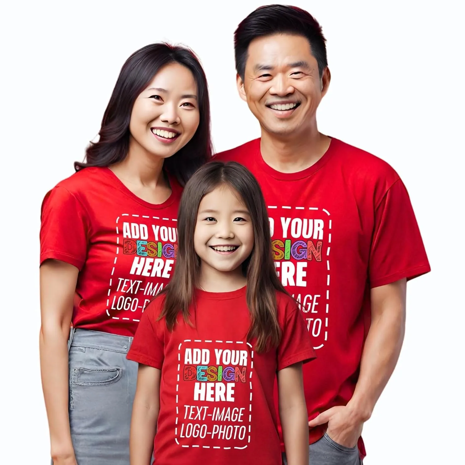 Custom T-Shirts for Unisex Youth & Toddler Kids, Custom Photo Text Image Tshirt, Create Your Own Family Matching Shirt Red