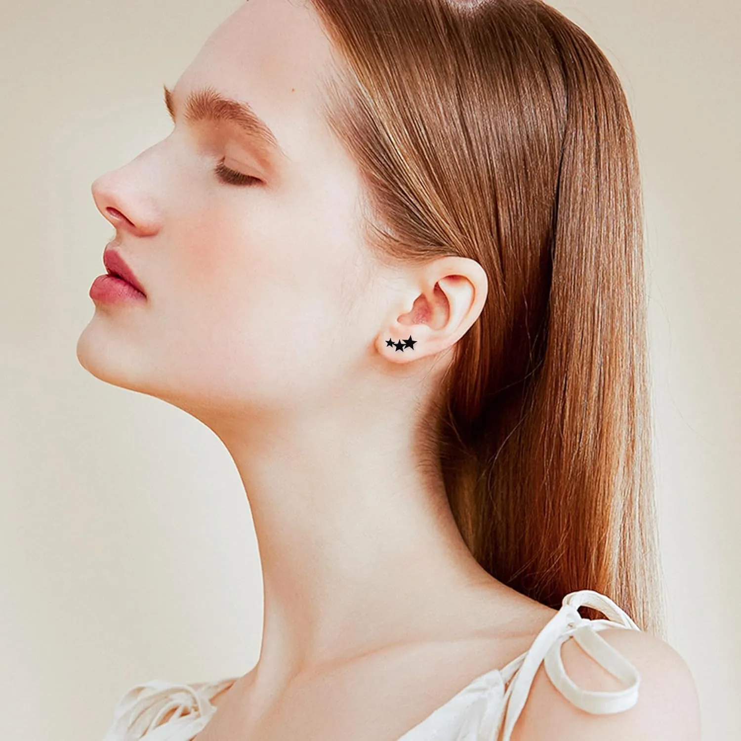 Cute Stainless Steel Star Earrings Hypoallergenic Small Tiny Triple Stars Stud Earrings for Women Jewelry Gifts