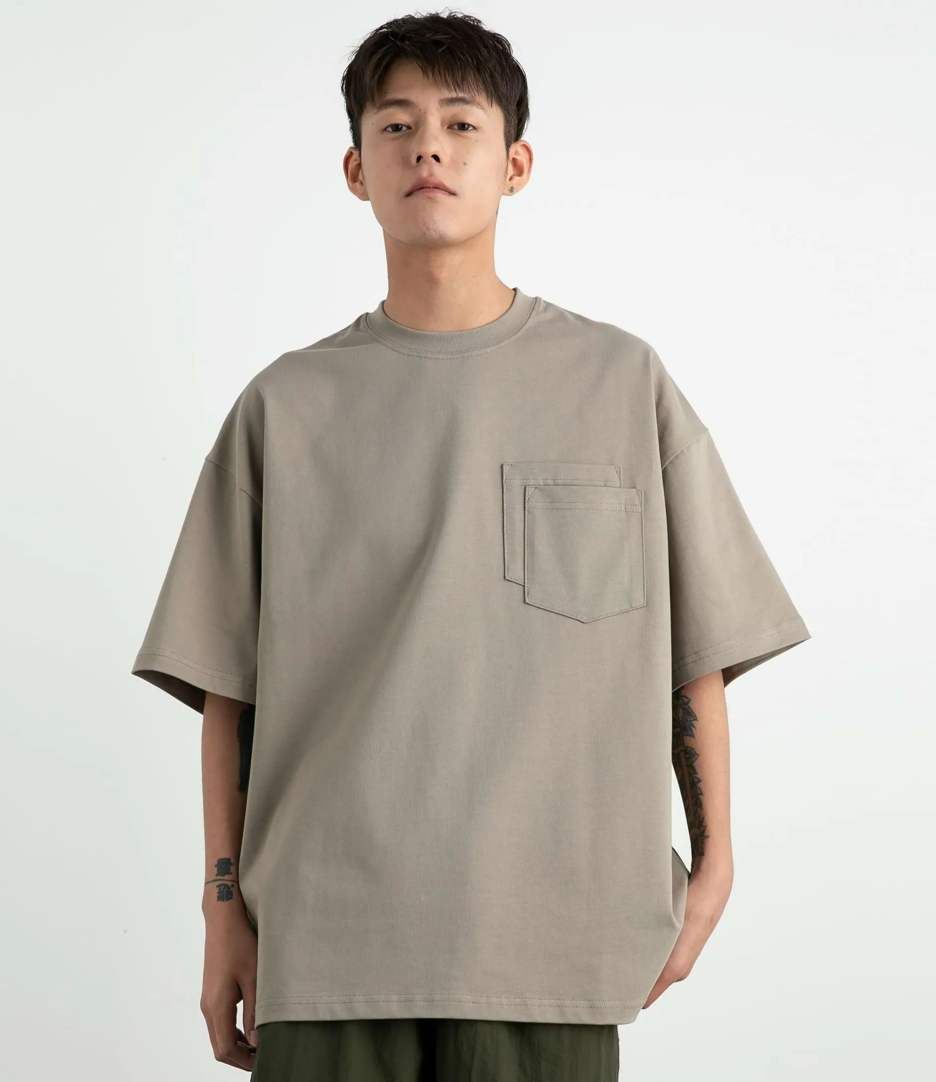 Drop Shoulder T-Shirt with Layered Pocket