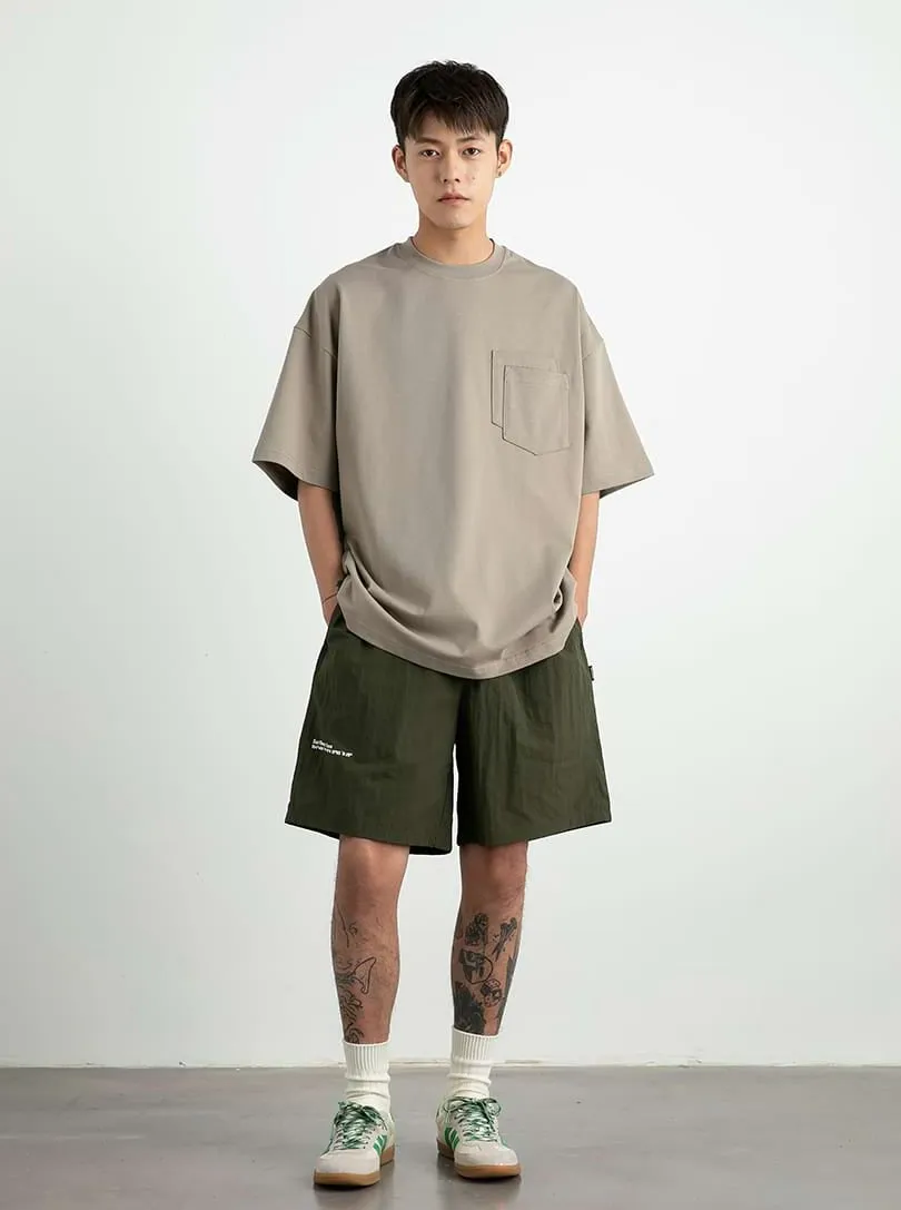 Drop Shoulder T-Shirt with Layered Pocket