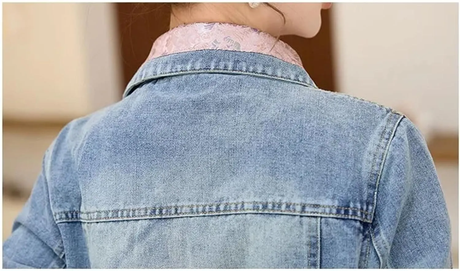Embroidered Denim Jacket Women Spring Autumn Vintage Top Short Jeans Jacket