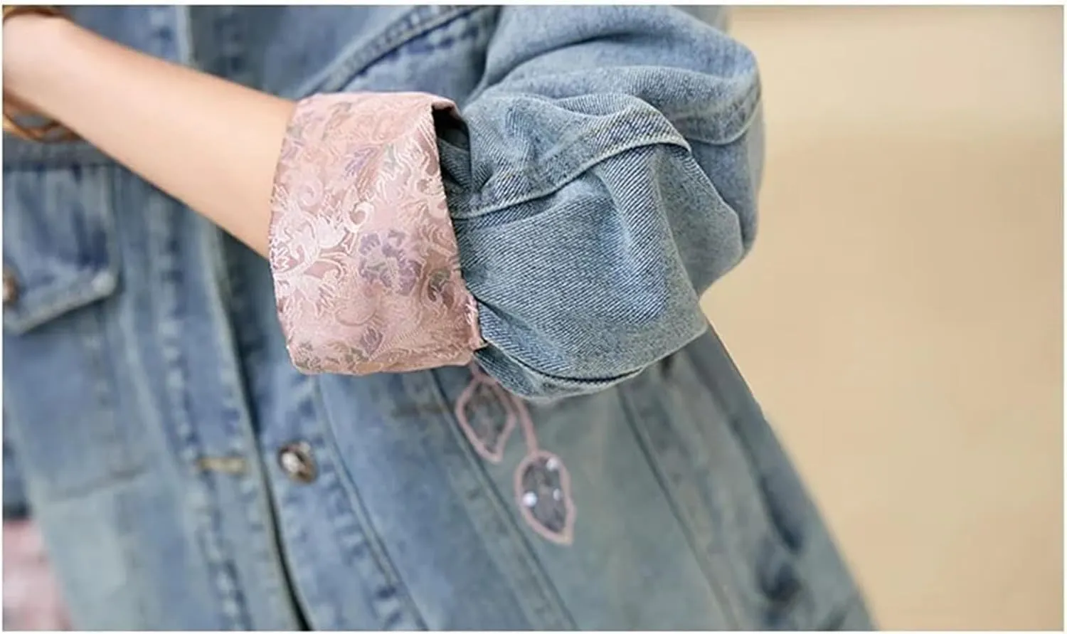 Embroidered Denim Jacket Women Spring Autumn Vintage Top Short Jeans Jacket