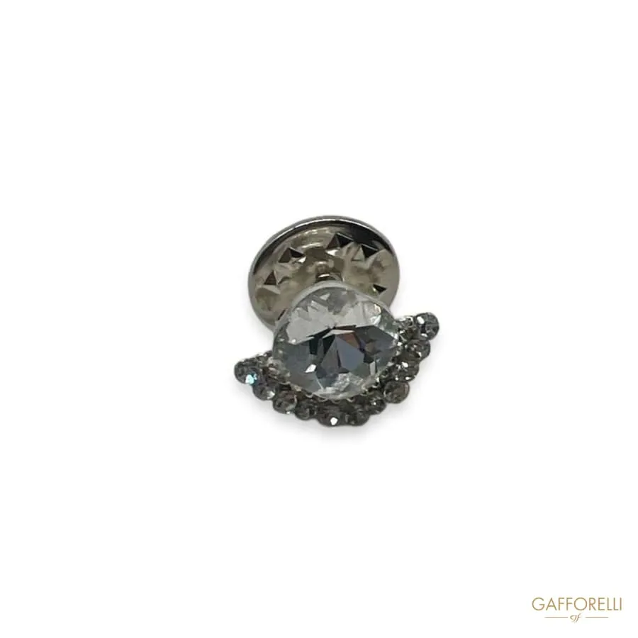 Eye-shaped Brooch with Rhinestones U292 - Gafforelli Srl