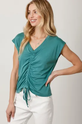 Front Ruched Modal Top - Teal